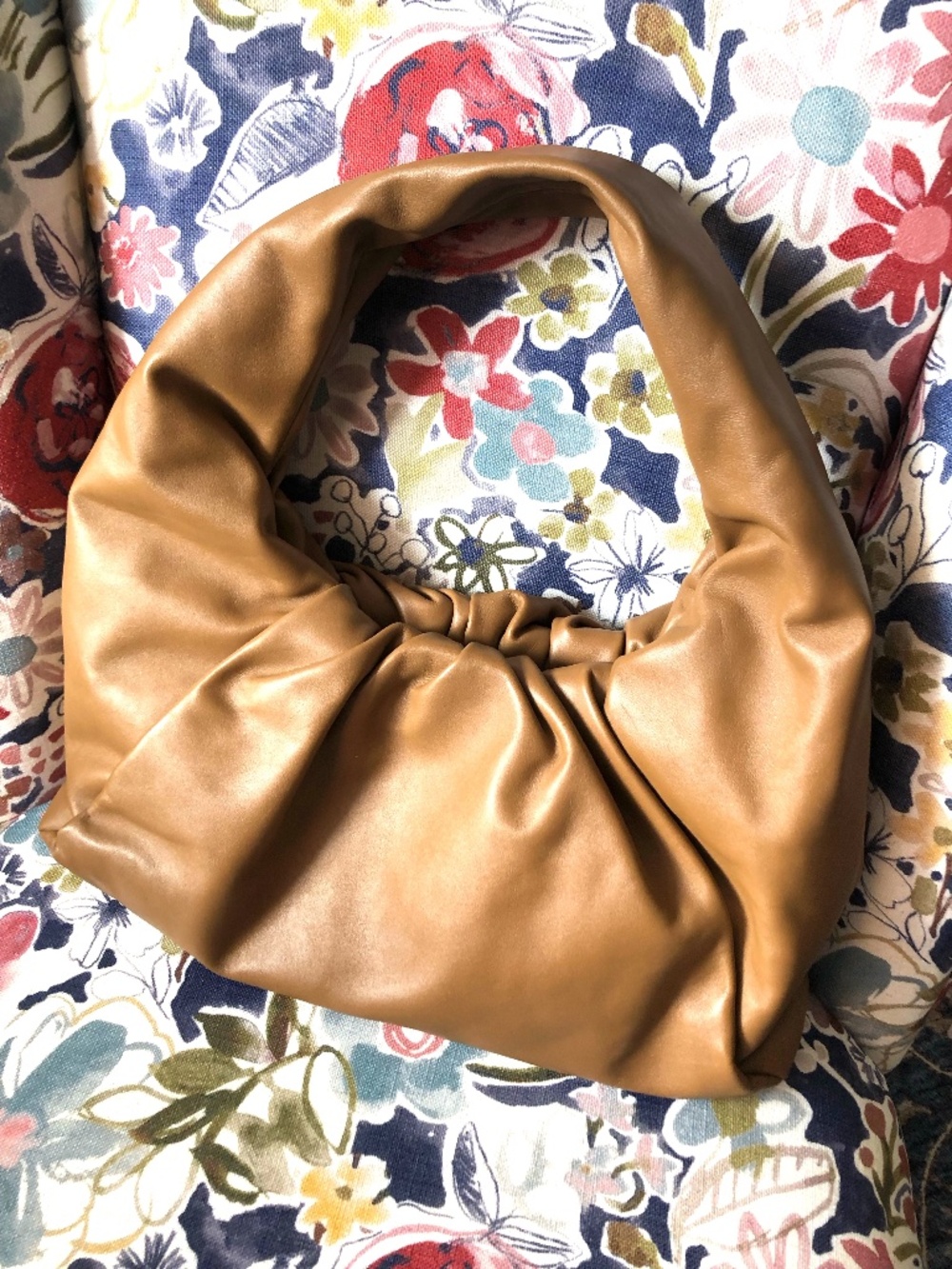 Authentic Bottega Veneta Leather Shoulder Pouch Bag in Tan/Camel Like New